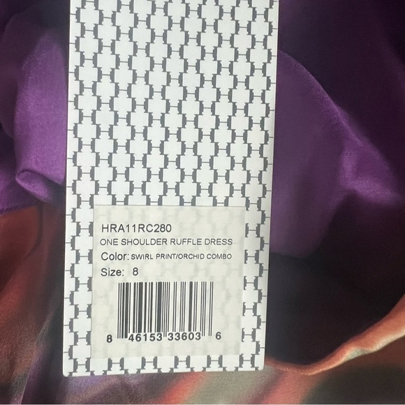 Halston Heritage ONE SHOULDER RUFFLE DRESS, New with Tags - Picture 6 of 6